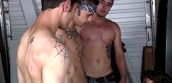  Gay tattooed gang take turns on random dude